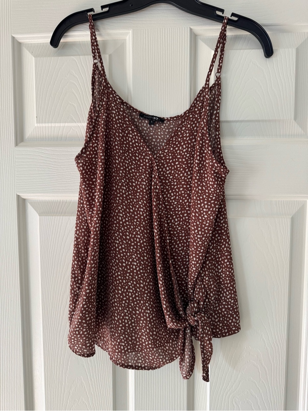 Papermoon Brown Polka Dot Tie-Front Spaghetti Strap Cami large
